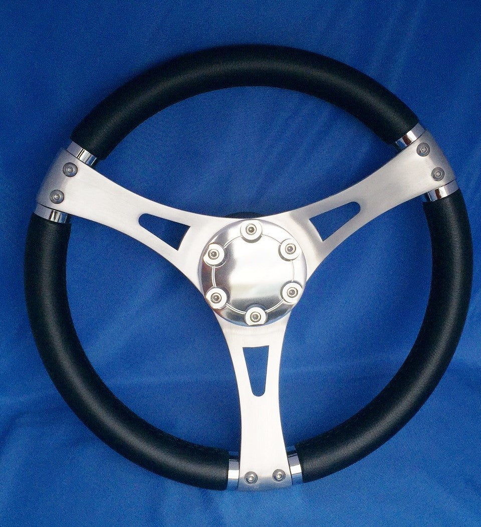 GAFFRIG URETHANE 3 SPOKE STAINLESS STEEL STEERING WHEEL